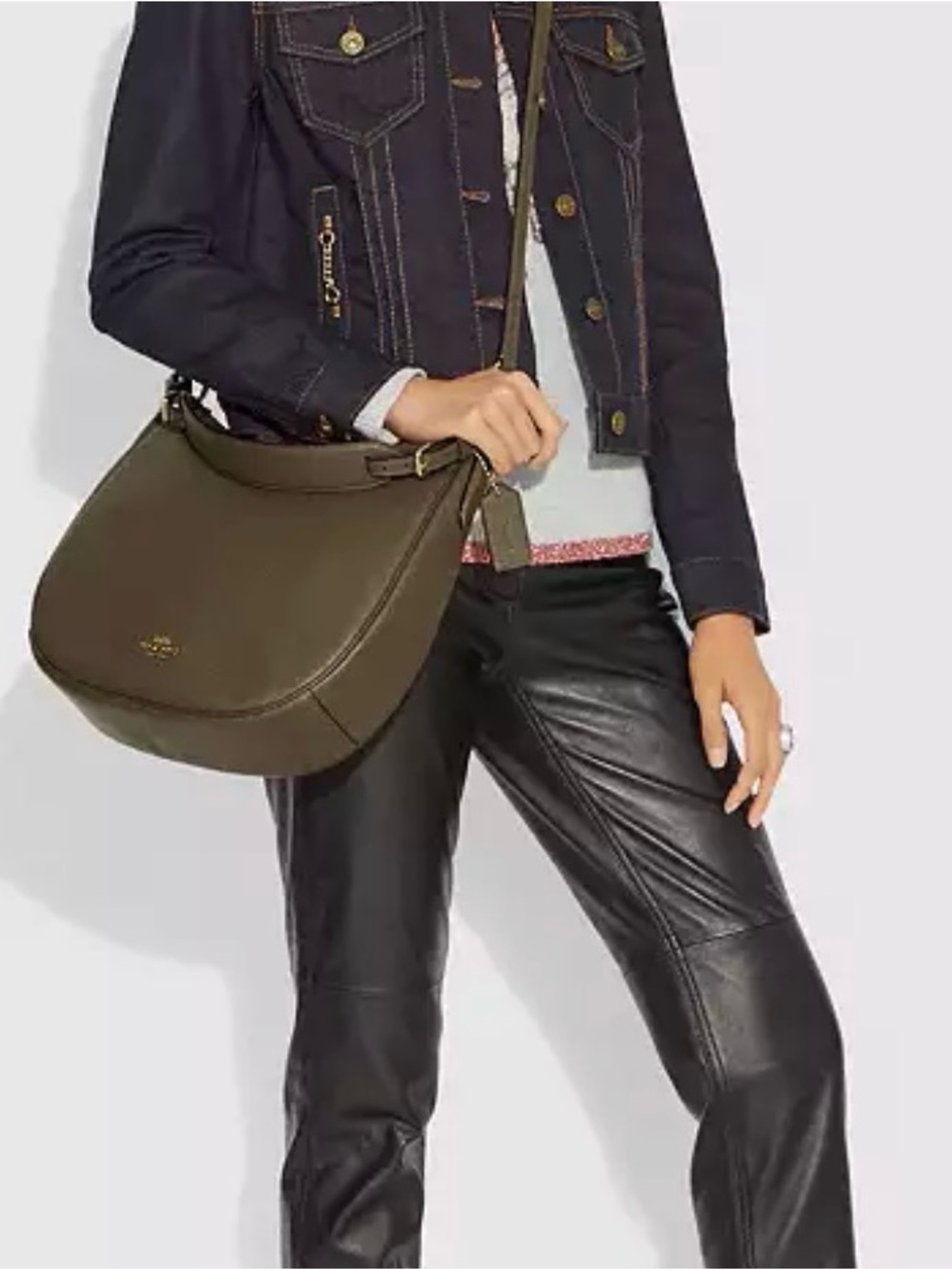 Coach Olive Brown Pebbled Leather Hobo with Tassel